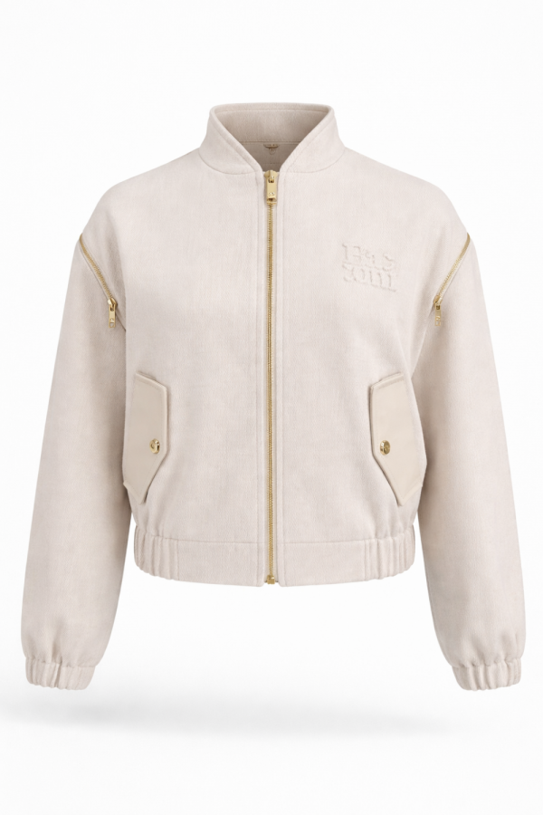 Молочный короткий бомбер DONNA BACCONI